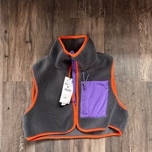Zara Womens Fleece Vest with Purple Pocket and Orange Trim size XS/S